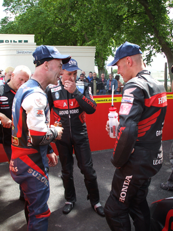 (From left) Dave Molyneux, Nick Crowe and Mark Cox discuss the race